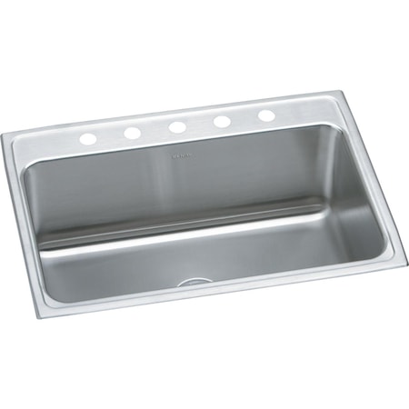 Elkay Lustertone Classic Stainless Steel 31" x 22" x 11-5/8" 5-Hole Single Bowl Drop-in Sink DLR3122125